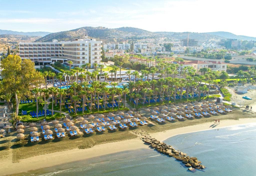 Aerial view of the Grand Resort Limited Edition beachfront in Limassol